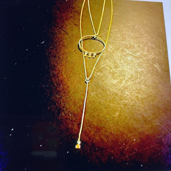 14k GP Levi double 2 necklace circle & Y - Picture 2 of 15